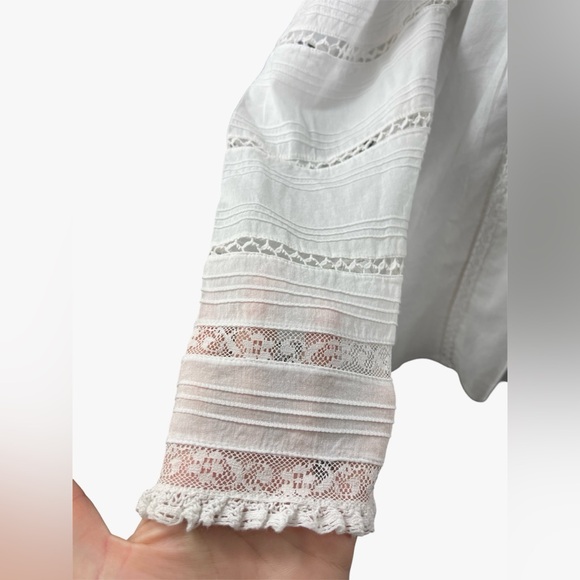 Doen Amaya crochet pintucked organic cotton-voile blouse Victorian Cottagecore - Picture 11 of 16